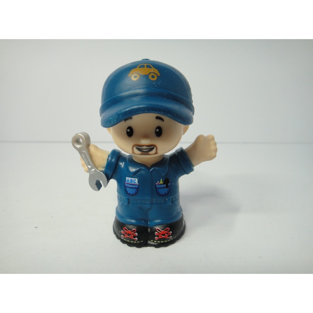 Fisher-Price Little People Eddie Mechanic Figure Blue Repair Wrench 2023 Mattel